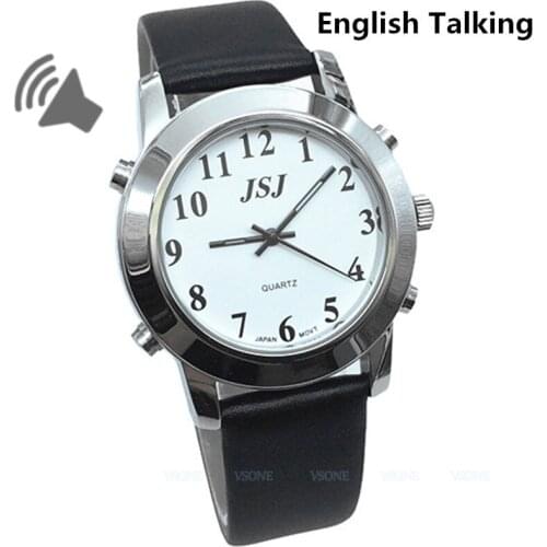 English Talking Watch for Blind People or Visually Impaired People, Leather Strap