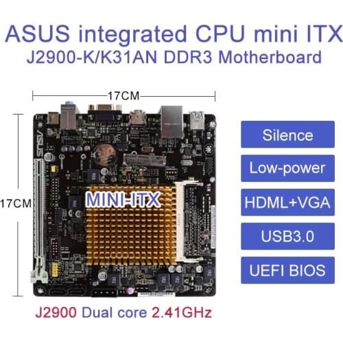 ASUS ITX PC Motherboard J2900-K/K3AN-J/DP DDR3 17*17 Mini Desktop Integrated J2900 dual-core CPU DDR3 HDMI PC Set