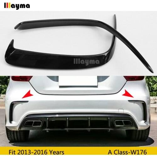 Car Gloss black ABS Rear Bumper Splitter Spoilers Canard for Mercedes for Benz W176 A200 A250 A45 for AMG 2013-1016 year 1Pair
