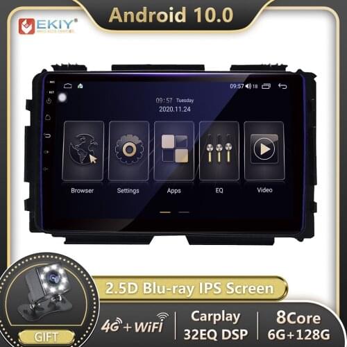 EKIY Blu-ray IPS 6+128G For Honda Vezel HR-V HRV 2016-2019 Android 10 Car Radio Mutimedia Player Navigation GPS Stereo no 2 Din