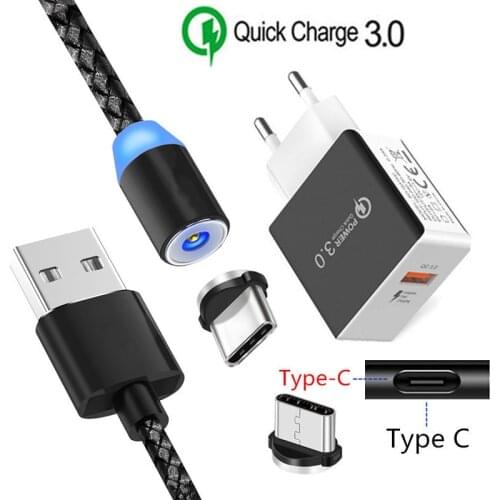 QC 3.0 Fast Charger ZTE Nubia Z11 Z17 Mini Type C Charge Wire Magnetic USB Cable for Samsung galaxy S8 S9 Google Pixel 3a 3 2 XL