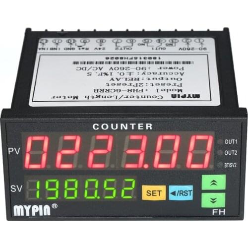 Dual LED Display Digital Counter Electric Digital Counter Meter 90~265V AC/DC Length Meter with 2 Relay Output and Pulse PNP NPN