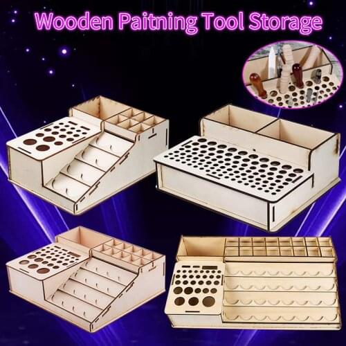DIY Wooden Pigment Bottle Drawer Storage Organizer Holes Color Paint Ink Brush Stand Rack Modular Holder