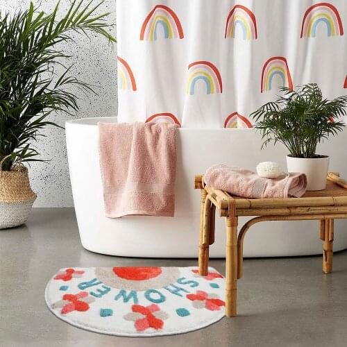 Children Semi-circle Cartoon Tufted Bath Mat Alphabet Flower Bathroom Door Absorbent Pad Non-slip Door Mats Decoration Home