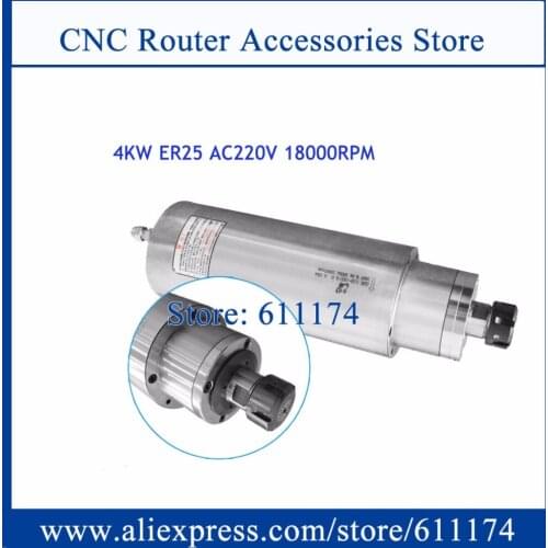 Constant torque CNC milling spindle motor 4Kw ER25 18000RPM AC220V Water Cooled Spindle Motor 4 bearing D110 for stone meta