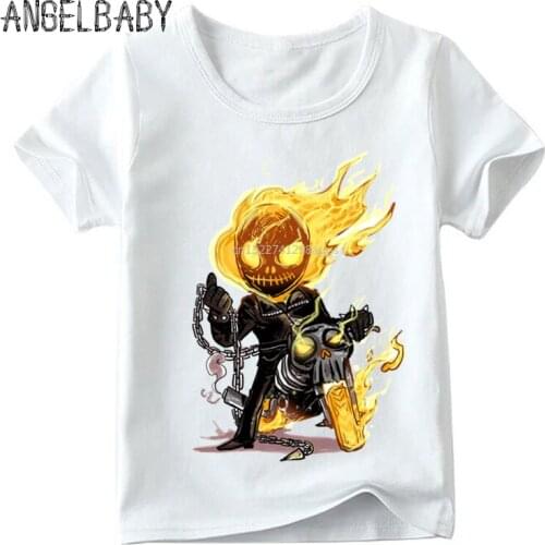 Baby Boys/Girls Movie Ghost Rider Cartoon Print T shirt Kids Funny Clothes Children Comfortable Short Sleeve Tops,HKP5197