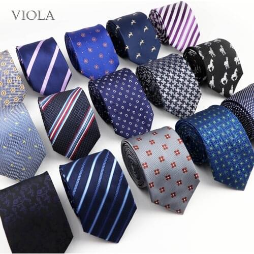 Striped Dot Floral Jacquard Polyester 7cm Necktie Red Blue Men Business Suit Formal Tie Fashion Shirt Accessories Cravat Gift