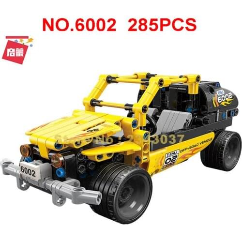 6002 285pcs Racing Car Yellow Savage Hercules Pull Back Pullback Building Blocks Toy