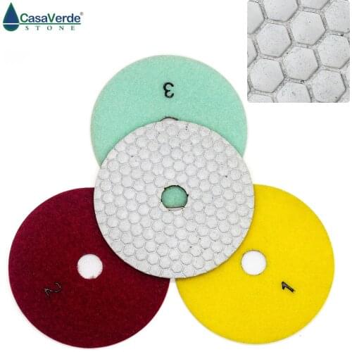 Hot sell DC-HW3PP03 5 inch dry flexible 3 step diamond polishing pads 125mm for marble and granite