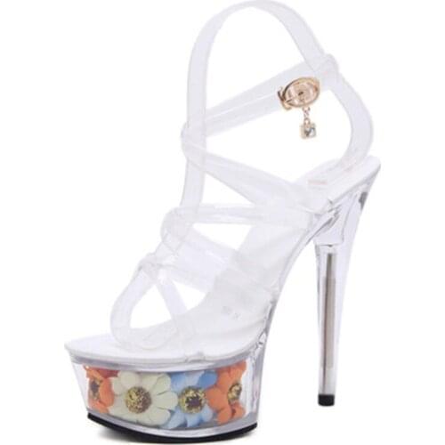 Hot style sexy super high heels 15CM stiletto sandals, transparent crystal wedding sandals