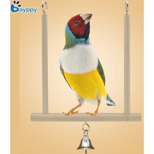 Pet Bird Parrot Toys Wooden Steel Hanging Bell Cage Toys for Parrots Bird Squirrel Birds Parrots Swings Toy Bird Pet Supplies