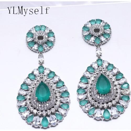 Beautiful big water drop earrings Green candy color stones jewelry large jewellery fashion earring
