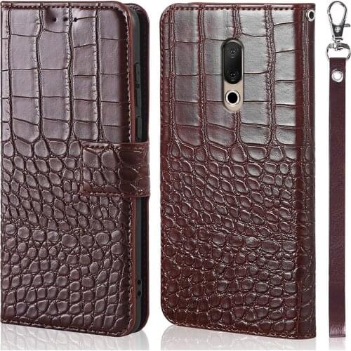 Magnetic Leather Case for Meizu 15 Plus Flip leather Cover for Meizu 15 Plus With Strap Crocodile Mobile Phone Cases