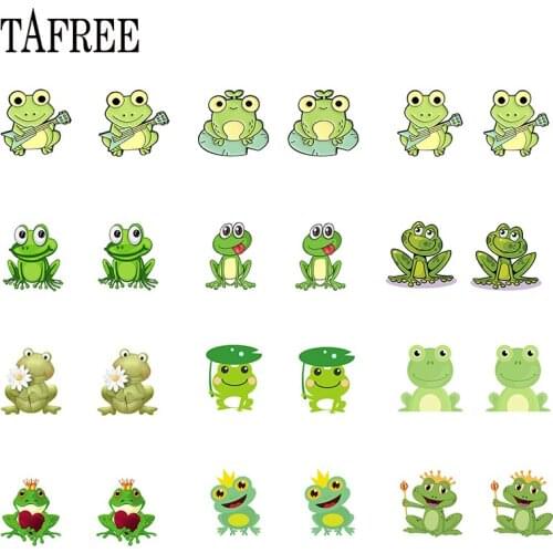 TAFREE cute cartoon frog various shapes epoxy resin clip tasteful earrings new acrylic ear clip jewelry ladies gifts