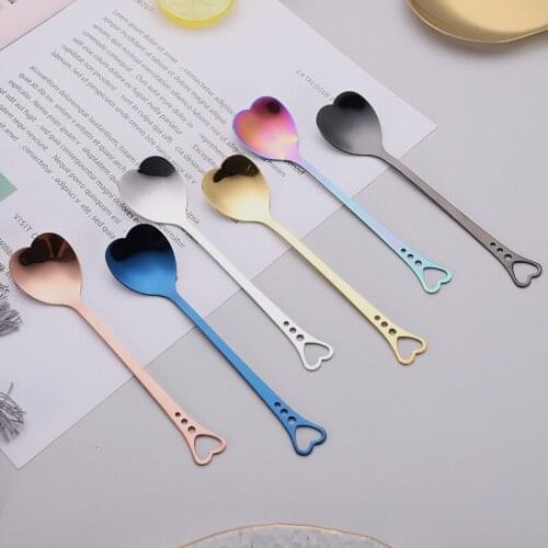 Stainless Steel Heart Shaped Love Coffee Spoon Teaspoon Spoon Dessert Sugar Stirring Spoon Ice Cream yogurt Honey party Gift