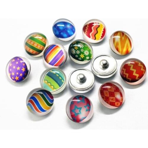 Newest 12pcs/lot glass Halloween 18mm Easter Egg snap buttons leather clasp snap button bracelet snap Bangles jewelry