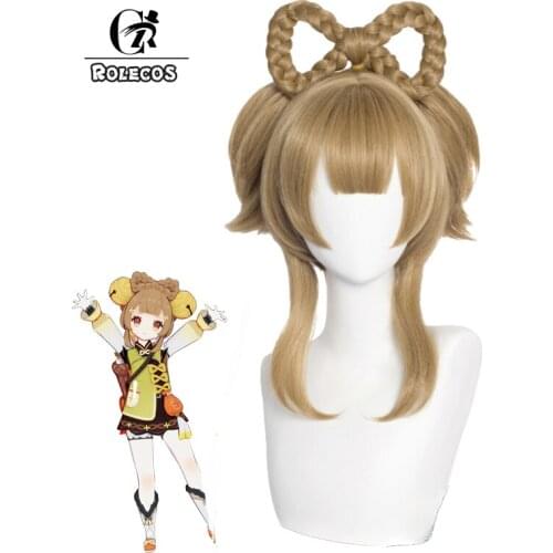 ROLECOS Genshin Impact Yaoyao Cosplay Wig Brown Wig Cosplay Game Wigs Halloween Heat Resistant Synthetic Wigs