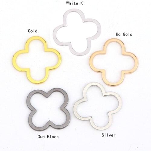 15mm creative hollow four plum blossoms simple style four-leaf clover pendant handmade diy earring jewelry accessories