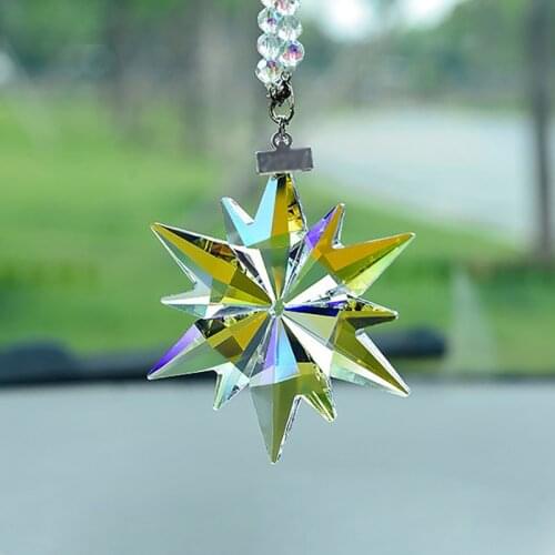 Crystal Snowflake Car Pendant Auto Rearview Mirror Suspension Car Hanging Accessory For Girls Christmas Gifts Elegant Car Decor