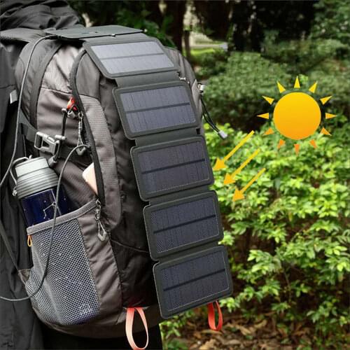 Folding 10W Solar Cells Charger Portable 5V 2.1A USB Output Device Solar Panels Kit Outdoor Survive Tools For Smartphones Power