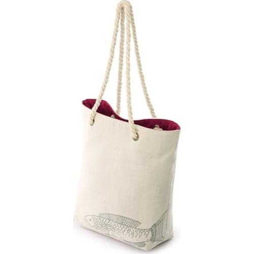 FUYOUSHENZHU Leisure Canvas Bag Hand-held shopping bag Collecting and finishing