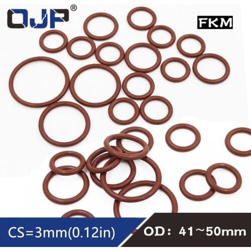 3PCS/lot Brown FKM Rubber O-ring Seal OD41/42/43/44/45/46/47/48/49/50*3mm O Ring Seal Gaskets Oil resistance Rings Washer