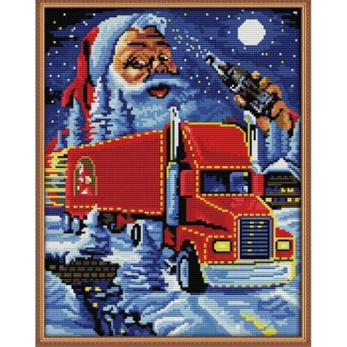 Christmas Truck Pattern Cross Stitch Set DMC 11CT Canvas Print 14CT Cross Stitch Kit DIY Christmas Gift Home Wedding Decoration
