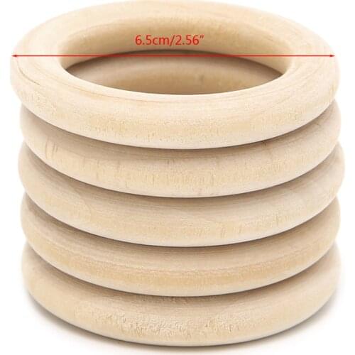 5Pcs Natural Wood Circle Ring Pendant Connectors Beads DIY Jewelry Findings 60mm 23GD