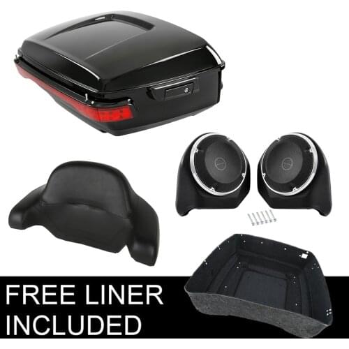 Motorcycle King Tour Pack Trunk Backrest W/ Speakers Light For Harley Touring Road King Road Glide Street Glide Ultra 2014-2020