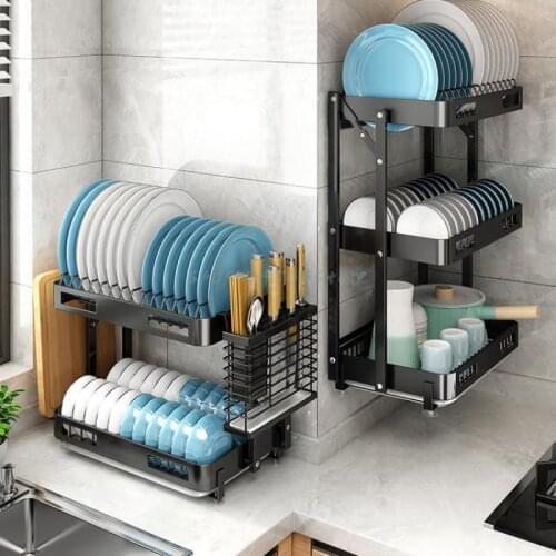 Installation-free Dish Racks Foldable Kitchen Racks Drain Racks To Dry Dishes And Chopsticks Storage Rack Wall Hanging