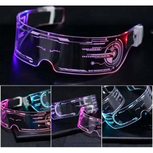 LED Luminous Glasses Colorful EL Wire Neon LED Glasses Light Up Visor DJ Sunglasses For Halloween Christmas Festival Party Decor
