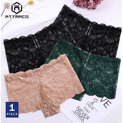 Underwear Attraco 1PCS Panties Women Briefs Thong Lace String Tanga Soft Sexy Solid Black Pink Green S M L XL