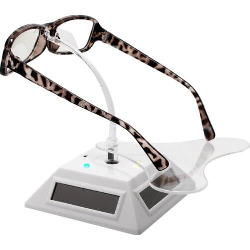 Solar Rotating Display Stand with 7 Colored Lights Can Be Used for Glasses/Jewelry, Display/Shooting White