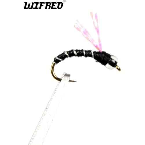 WIFREO 10PCS 14# Crystal Midge Black Nymphs Fly Fishing Lure Bait Fly Fishing Tackles