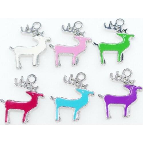 10pcs/lot Enamels Deer Animal Dangle Charms Lobster Clasp DIY Bracelet Necklace Pendants Jewelry Hanging Charms