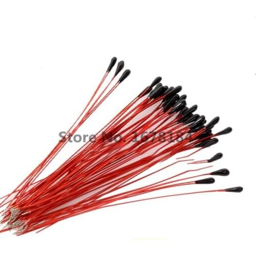 10pcs NTC MF52B 10K 100K 3435 Probe Strap Wire B3435 B3950 1% Enameled Wire Temperature Control Sensor