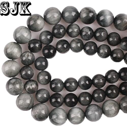 100% Natural Hawks Eye Round Beads Stone Beads 6 8 10MM Diy Fashion Necklace Bracelet Beads For Jewelry Making Accessories