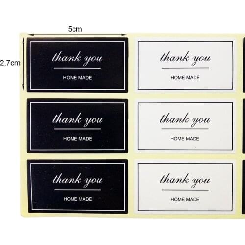 1200 Pcs/lot Cute Thank You Label Stickers black white Label Sticker Diameter For Diy Hand Made For Gift Cake Sealing Hang Tag