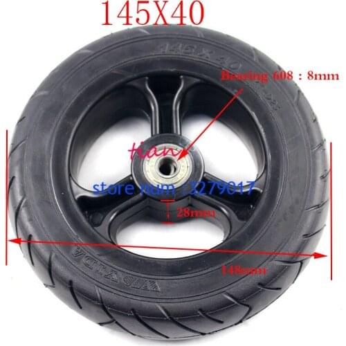 2CS 6 inch electric scooter solid wheel 145X40 airless wheel 145*40 wheel for electric skateboard longboard with wheel pulley