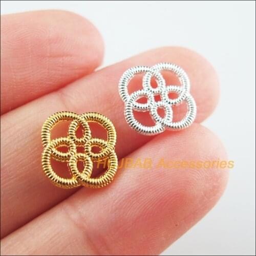 40Pcs Gold Silver Plated Chinese Knot Flower Charms Pendants Connectors 12mm