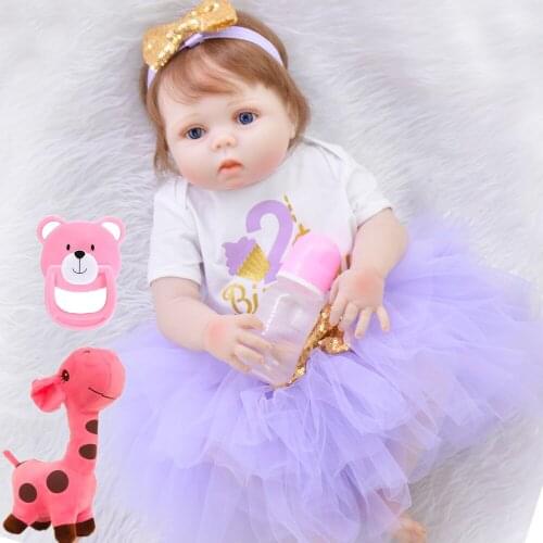 57CM Full silicone vinyl reborn baby dolls realista bebes reborn silicona completo bonecas for children birthday gift