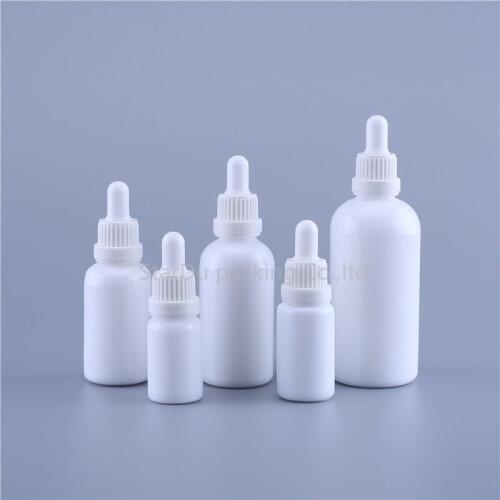 6PCS 5-100ML white glass bottle essential oil bottle hyaluronic acid essence drop tube empty bottle