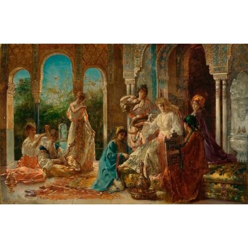 Free shipping classic court figure maid serve the hostess dressing oil painting canvas prints on canvas art decoration picture