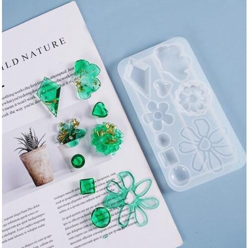 DIY Resin Flower/Heart/Diamond Crystal Epoxy Mould flower earring Pendant Bag Decoration Resin Silicone Mould