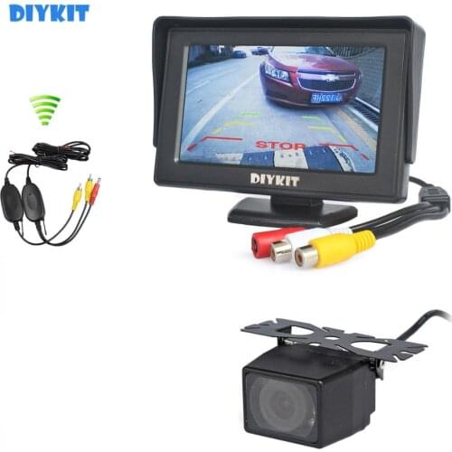 DIYKIT Wireless 4.3" Color Car Monitor + Waterproof IR Night Vision HD Rear View Car Camera Parking Assistance System