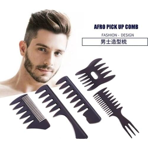 Men Wide Teeth Hairbrush Fork Comb Beard Hairdressing Brush Barber Shop Styling Tool Salon Accessory Afro Hairstyle