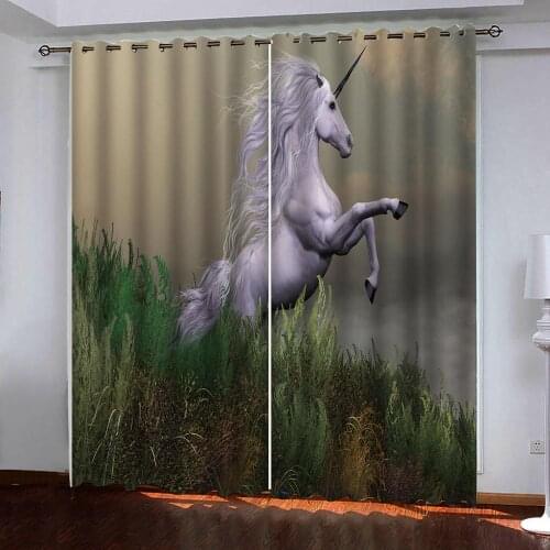 Pentium unicorn photo curtain 3D Blackout Curtains for Living Room Bedroom Hotel Window curtains luxury home decor