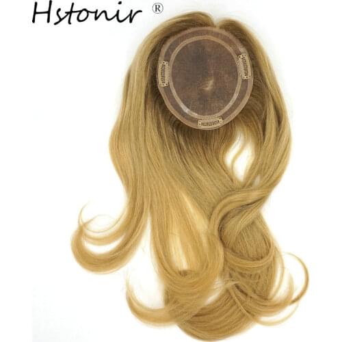 Hstonir Toppers Wig Clip Hair Natural Hairpieces For Women European Remy Hair System Hair Pads For White TP04