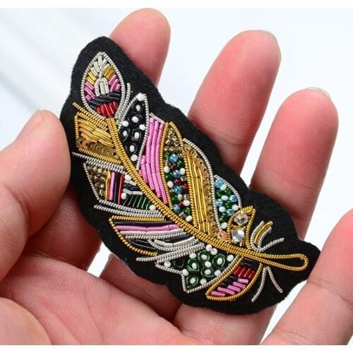 Indian Silk Jewelry Handmade Embroidery Clothes Badges Corsage Feather Creative Pin Cartoon Brooch Female Accessories In Stock