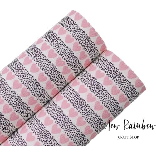 New Rainbow 22X30cm A4 Watercolor Pink Heart Polka Litchi Faux Leatherette Sheet For Making Bows, Earrings, Accessories